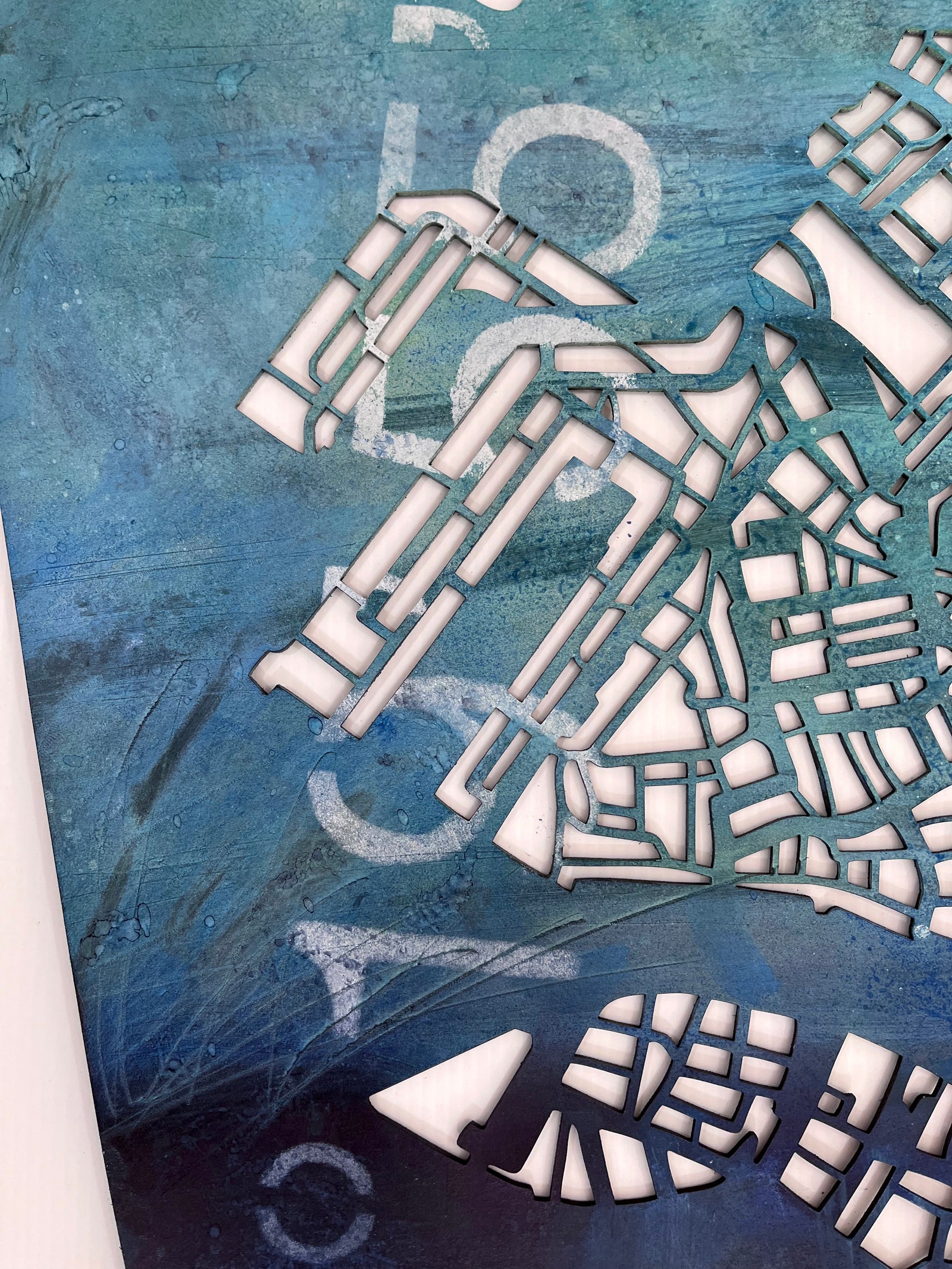 Venice Leather Map hand-painted | H 60-W 82 cm | Unique Piece